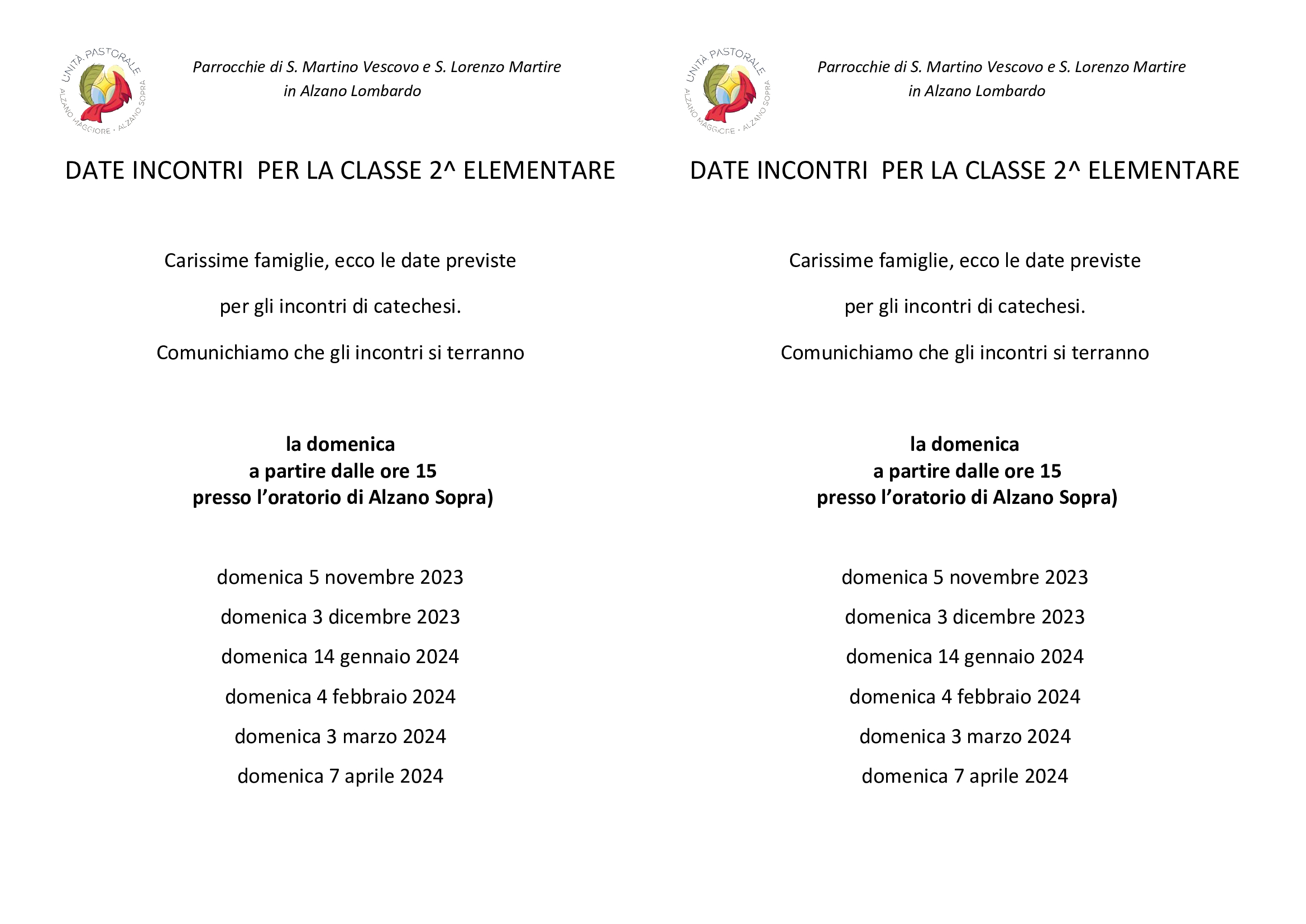 DATE INCONTRI PER LA CLASSE 2el